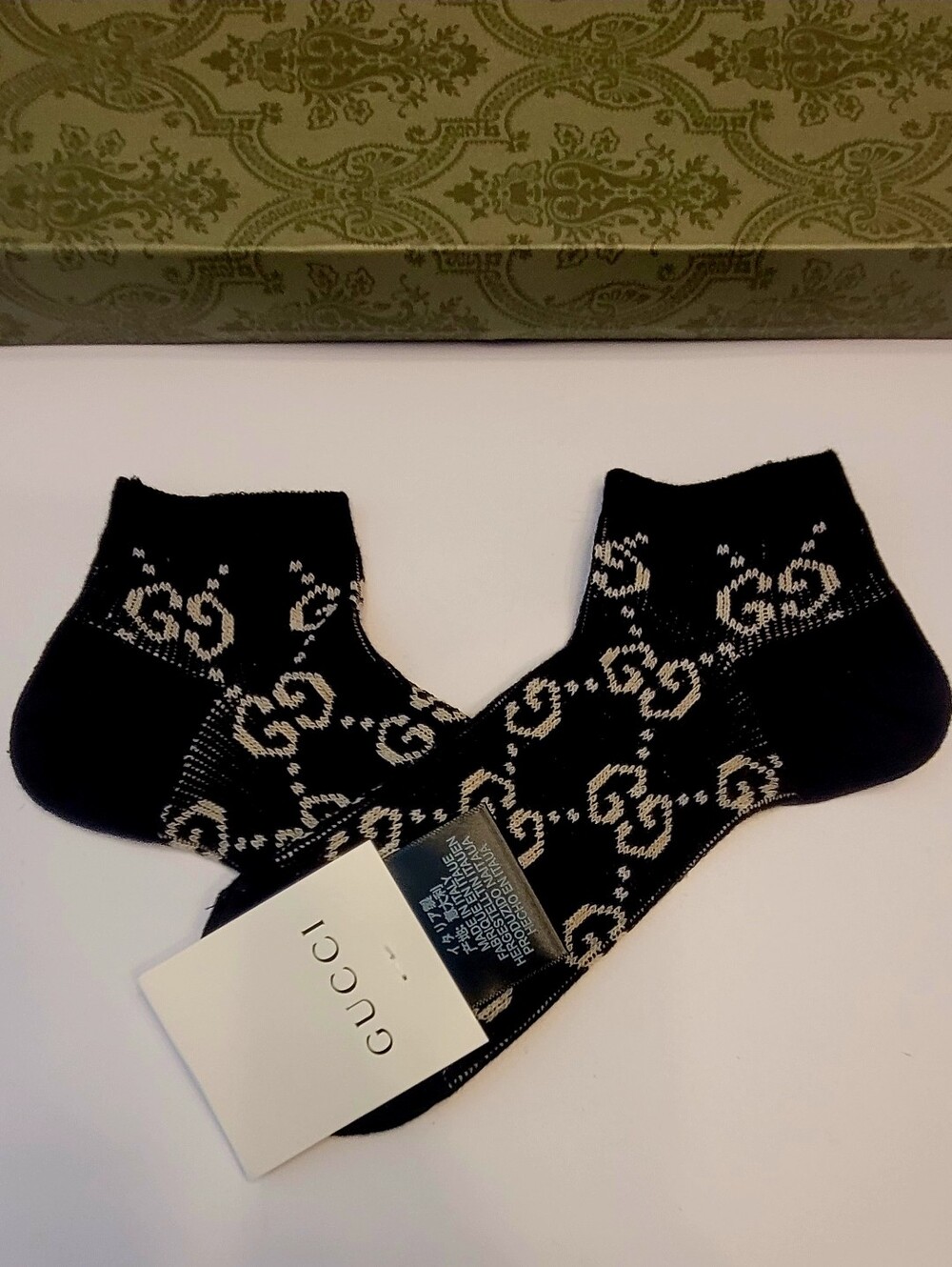 🇮🇹Gucci Black & White GG🧦 Ankle Sock✨️ - Picture 5 of 7